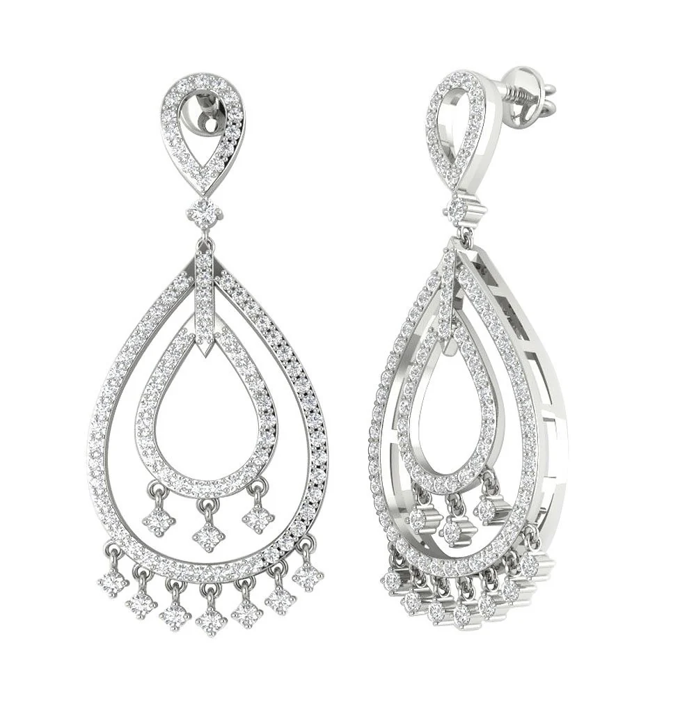 The Oliver Designer Dangle Earring Natural Diamond Prong Set 14K Rose Gold 1.55 Inch - Image 8