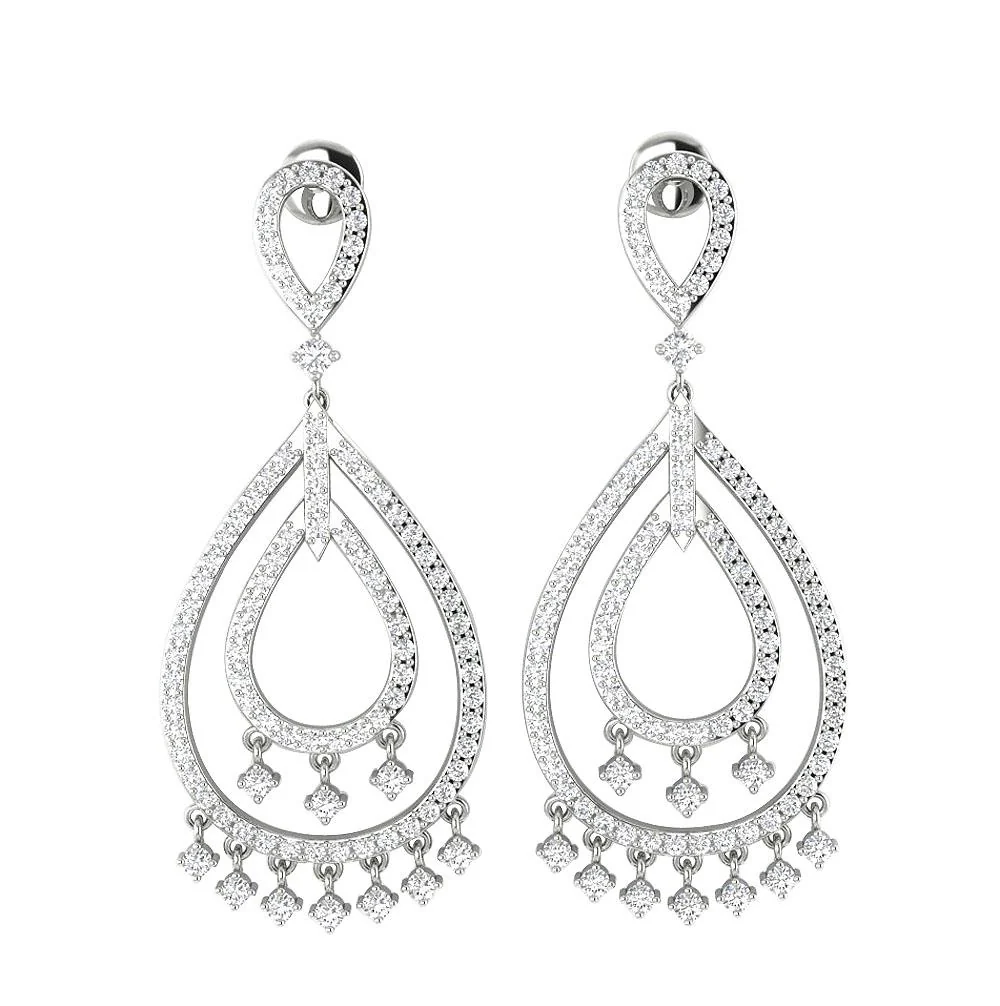 The Oliver Designer Dangle Earring Natural Diamond Prong Set 14K Rose Gold 1.55 Inch - Image 9