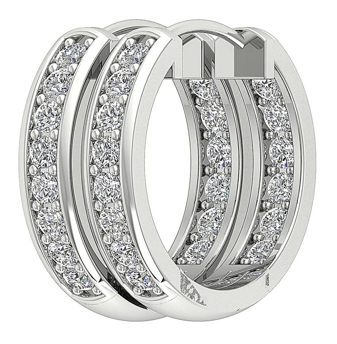 The Olivia 14k White Yellow Rose Gold Inside Outside Diamond Hoops Earring For Women - Image 2