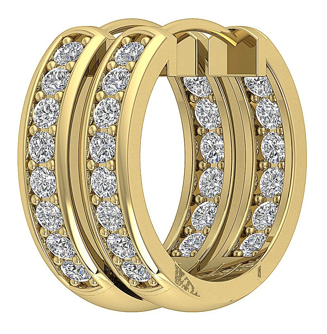 The Olivia 14k White Yellow Rose Gold Inside Outside Diamond Hoops Earring For Women - Image 3