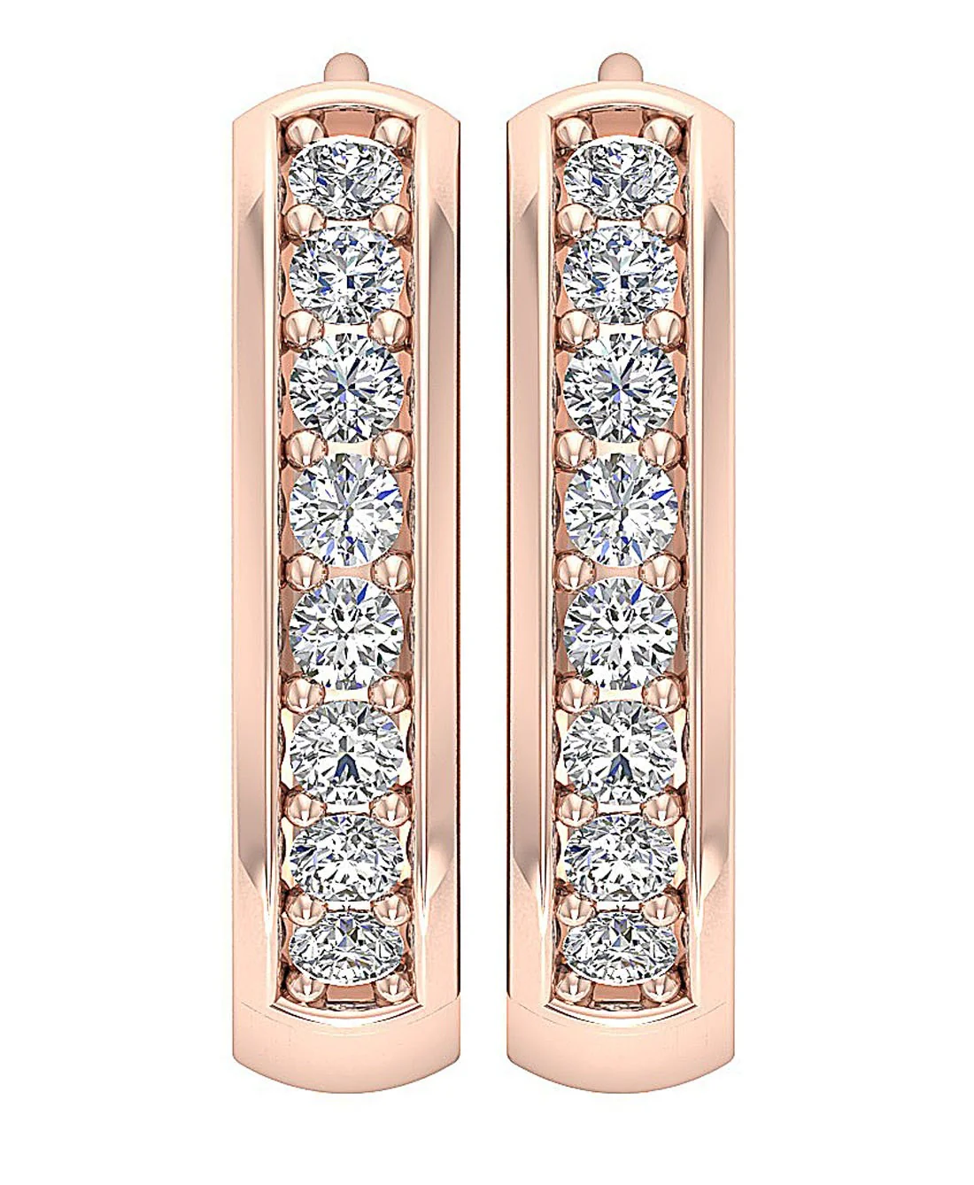 The Olivia 14k White Yellow Rose Gold Inside Outside Diamond Hoops Earring For Women - Image 4
