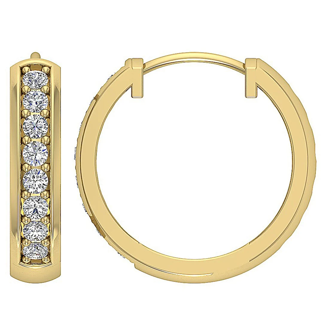 The Olivia 14k White Yellow Rose Gold Inside Outside Diamond Hoops Earring For Women - Image 9