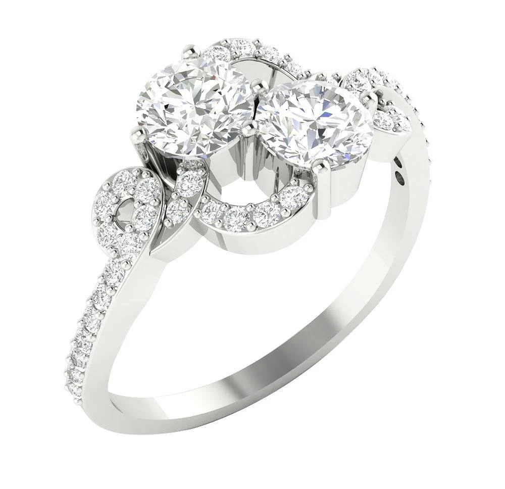 The Olivia Natural Diamond 14k Rose Gold Forever 2 Stone Solitaire Engagement Ring For Her - Image 3