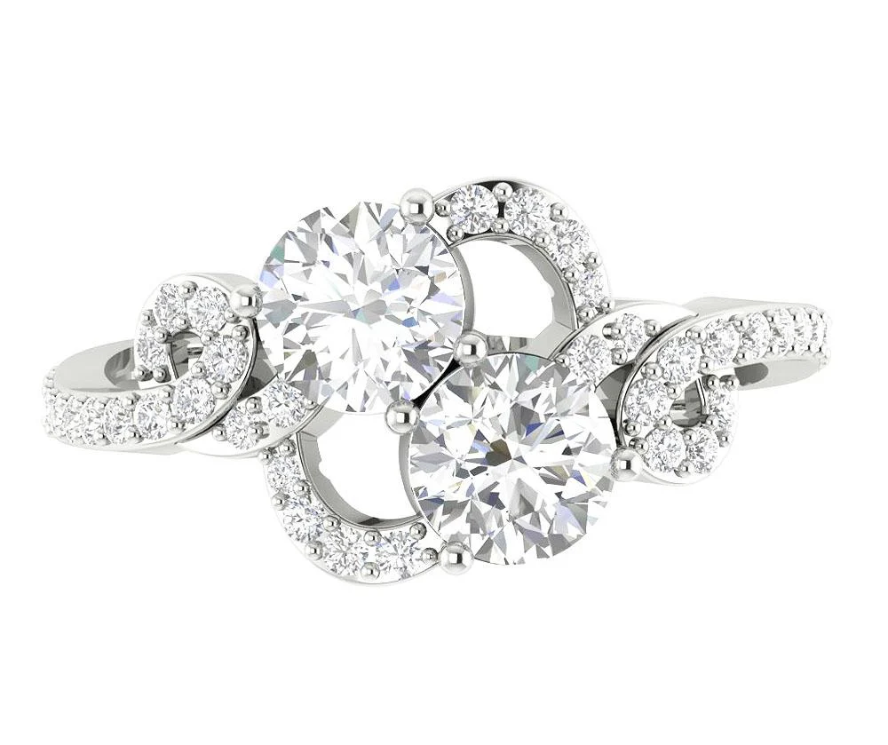 The Olivia Natural Diamond 14k Rose Gold Forever 2 Stone Solitaire Engagement Ring For Her - Image 4