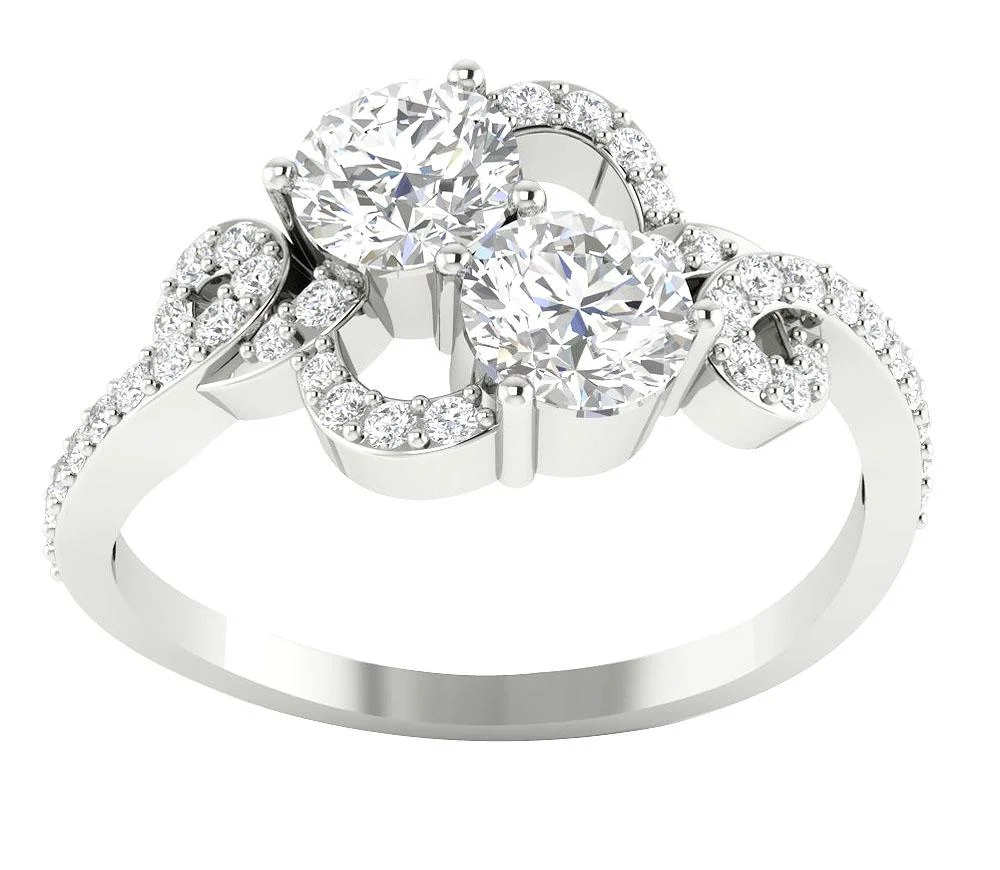The Olivia Natural Diamond 14k Rose Gold Forever 2 Stone Solitaire Engagement Ring For Her - Image 5