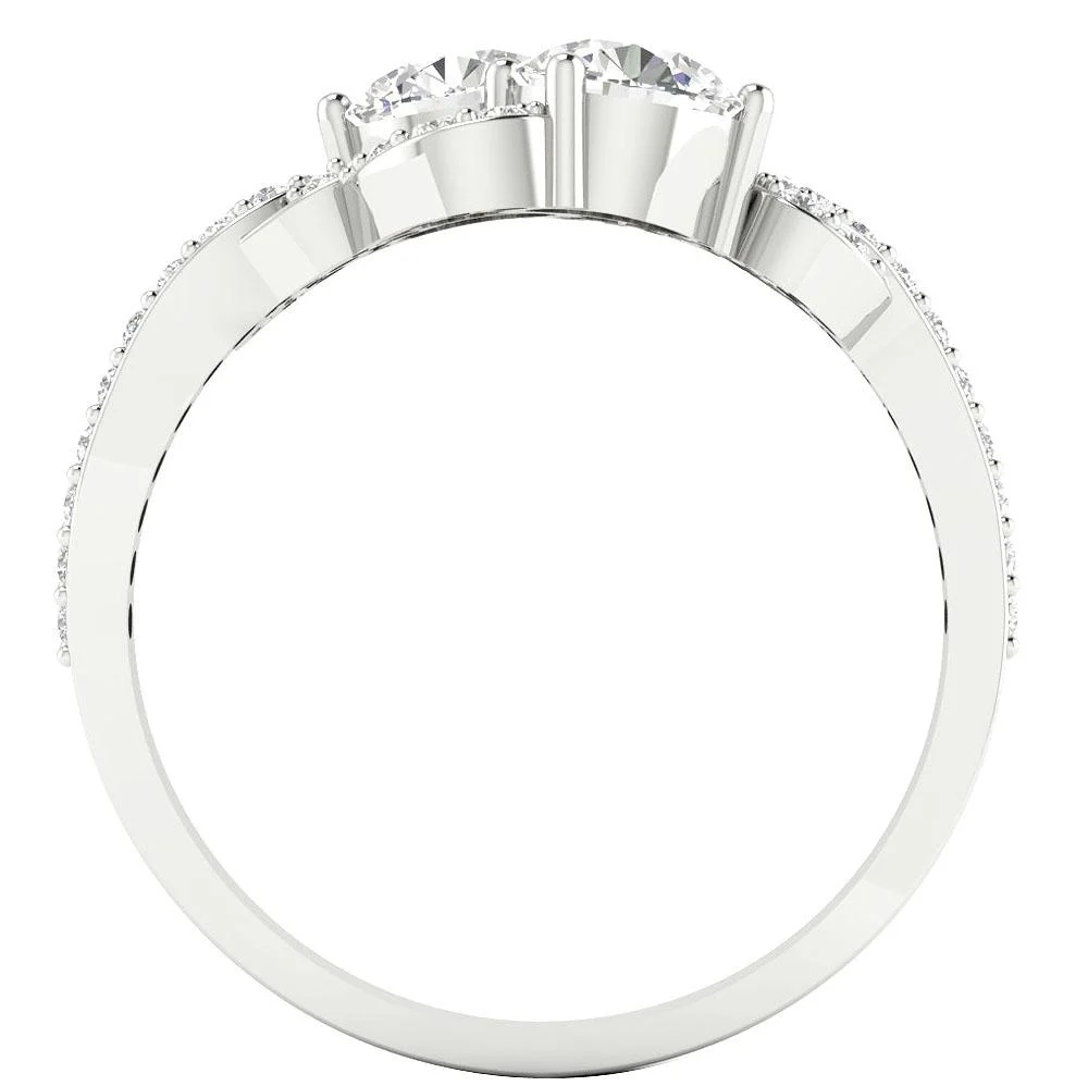 The Olivia Natural Diamond 14k Rose Gold Forever 2 Stone Solitaire Engagement Ring For Her - Image 6