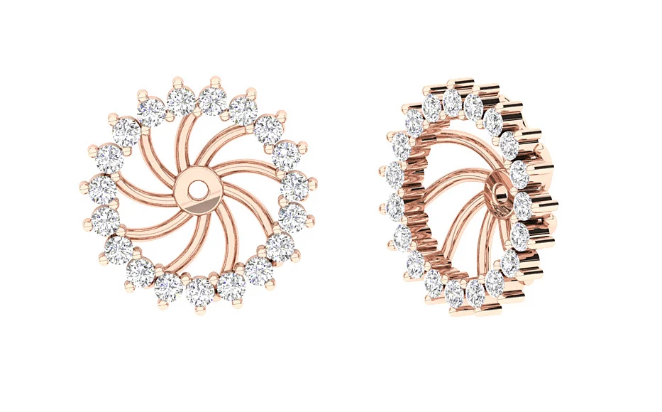 The Olivia Removable Jacket Earring For Solitaire Stud Natural Diamond 14K Gold - Image 3