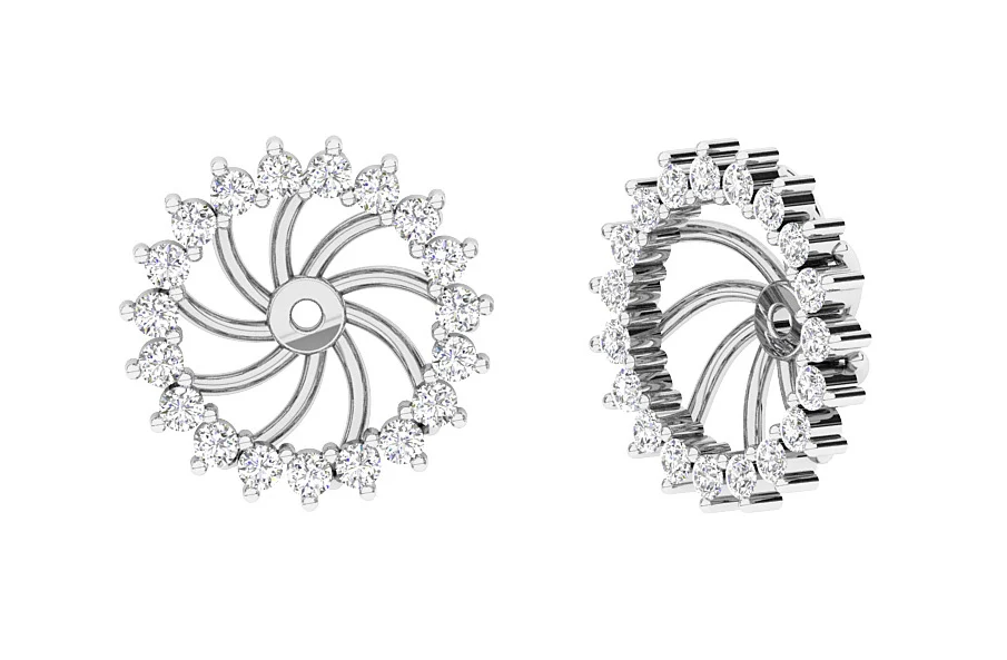 The Brooklynn Beautiful Removable Jacket Earring Round Diamond 14K Rose Gold - Image 3