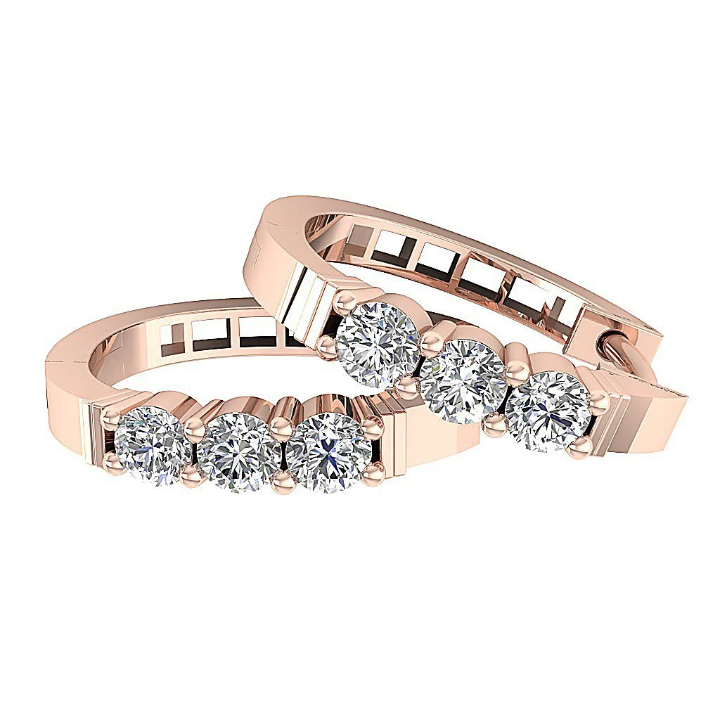 The Omar Prong Set Hoop Earring For Women Natural Diamond 14K Rose Gold - Image 10