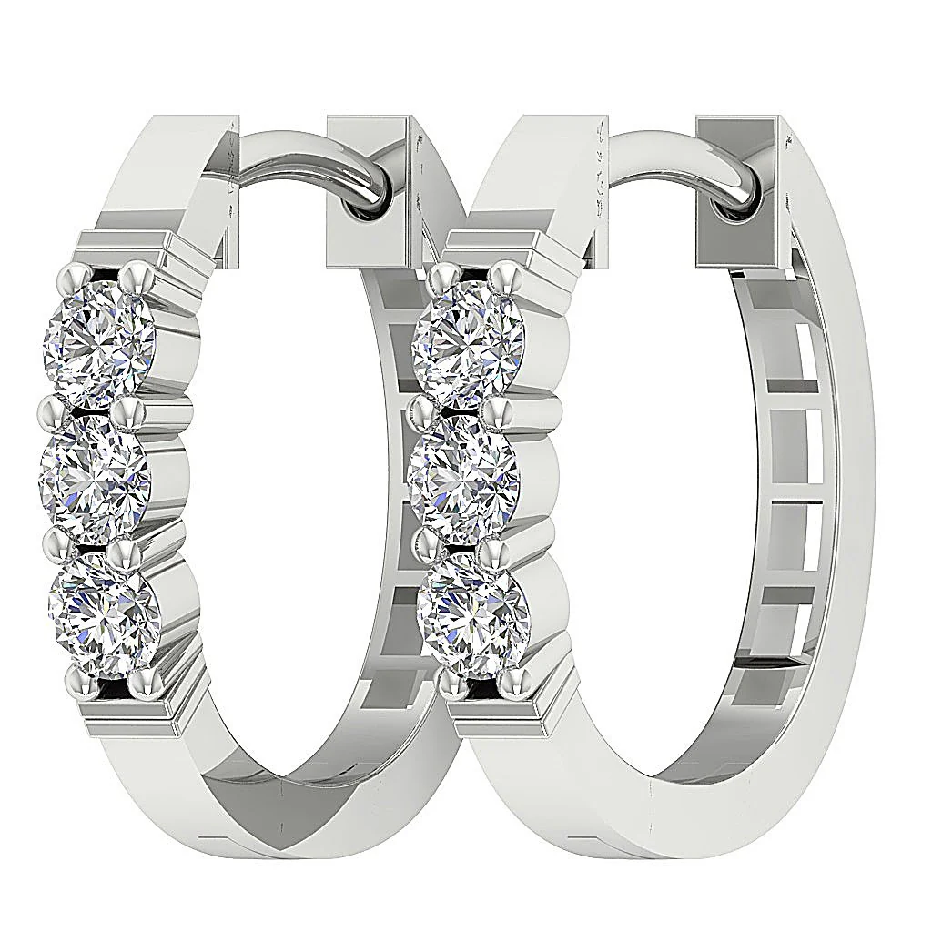 The Omar Prong Set Hoop Earring For Women Natural Diamond 14K Rose Gold - Image 5