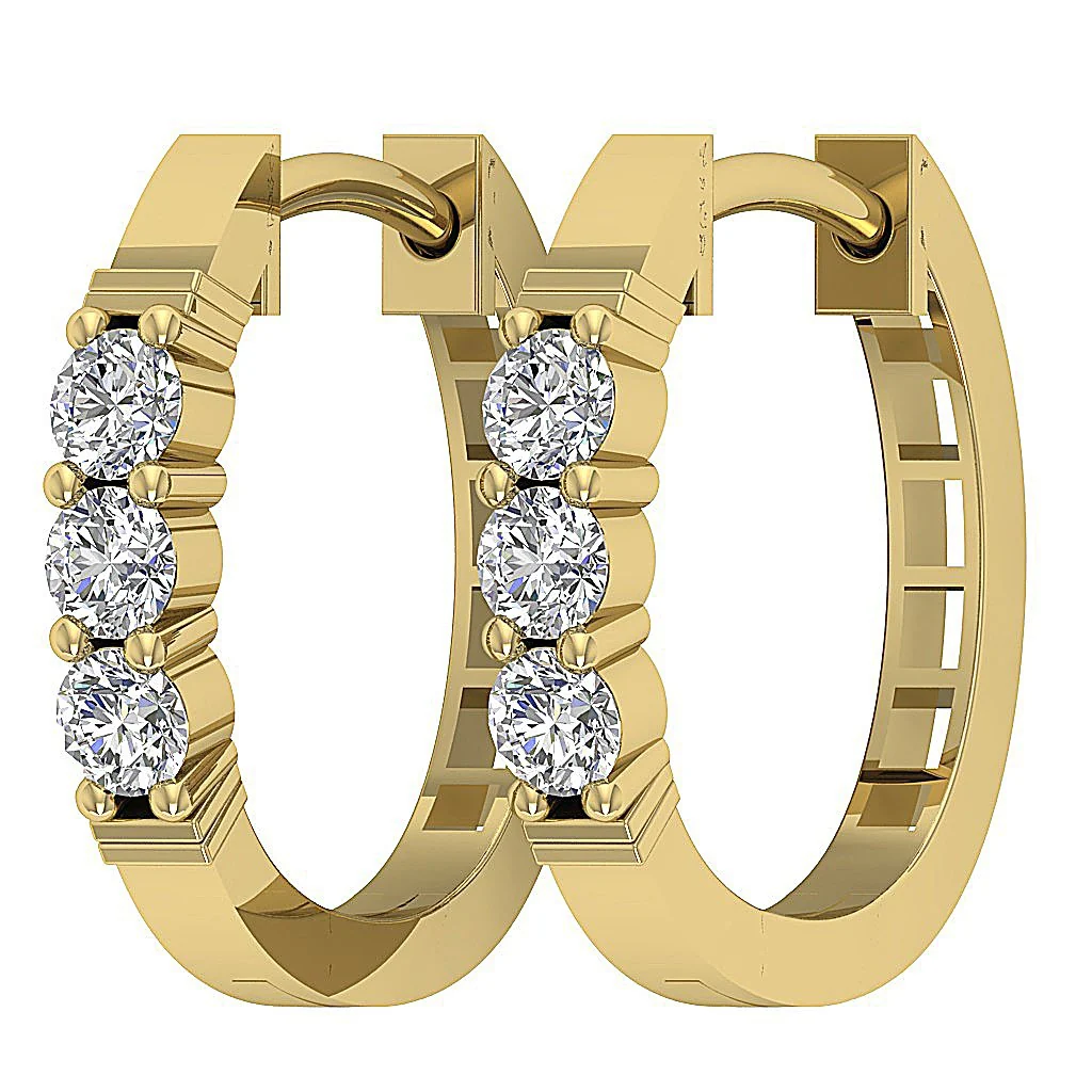 The Omar Prong Set Hoop Earring For Women Natural Diamond 14K Rose Gold - Image 6