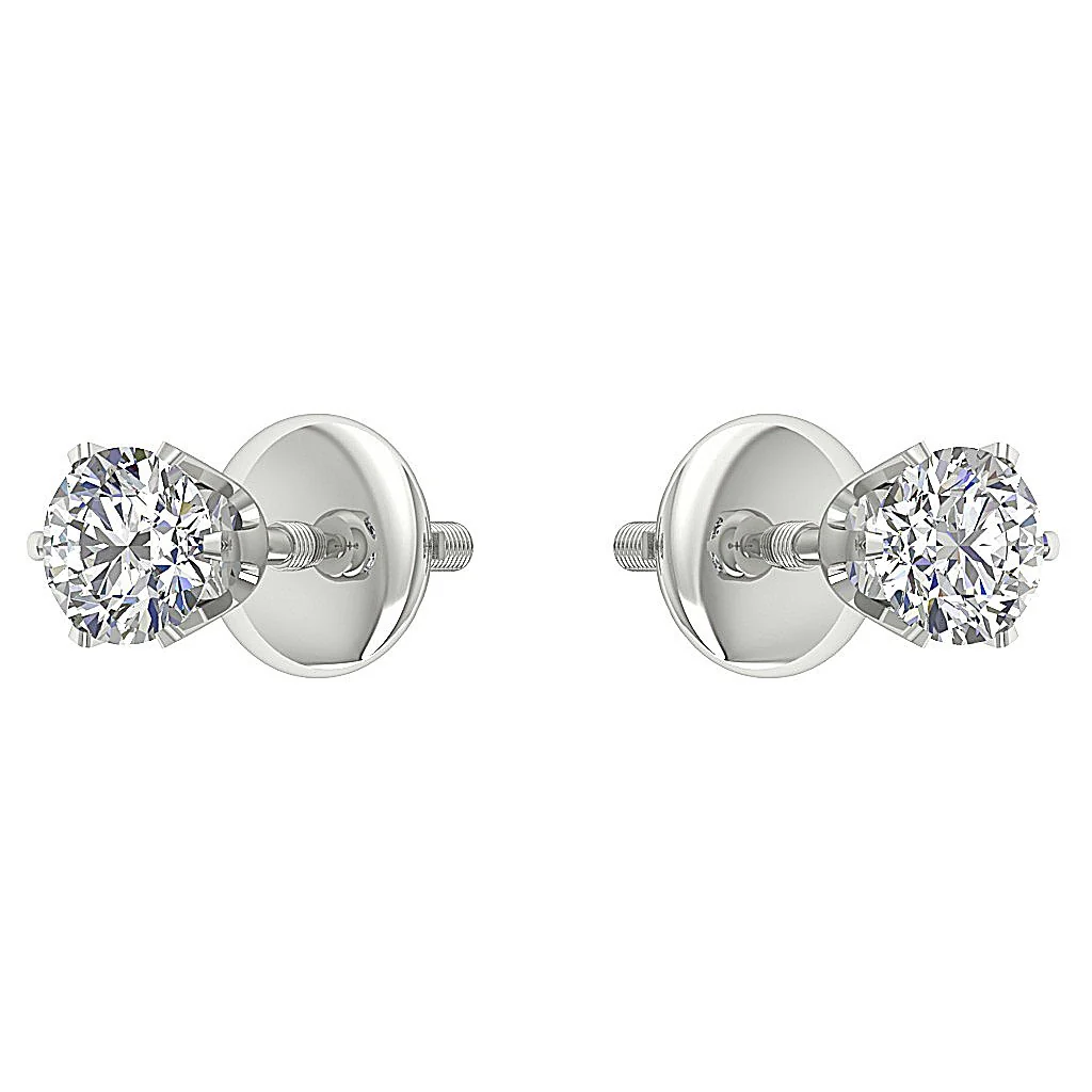 I1/SI1 G 0.50Ct Round Cut Diamond U Six Prong Set Solitaire Stud Earring 14K Gold - Image 5