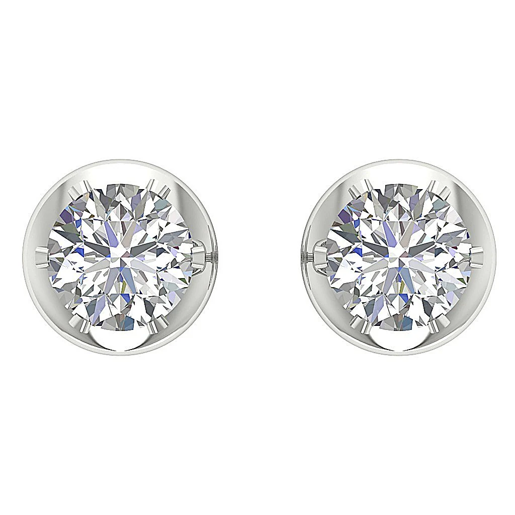 I1/SI1 G 0.50Ct Round Cut Diamond U Six Prong Set Solitaire Stud Earring 14K Gold - Image 7