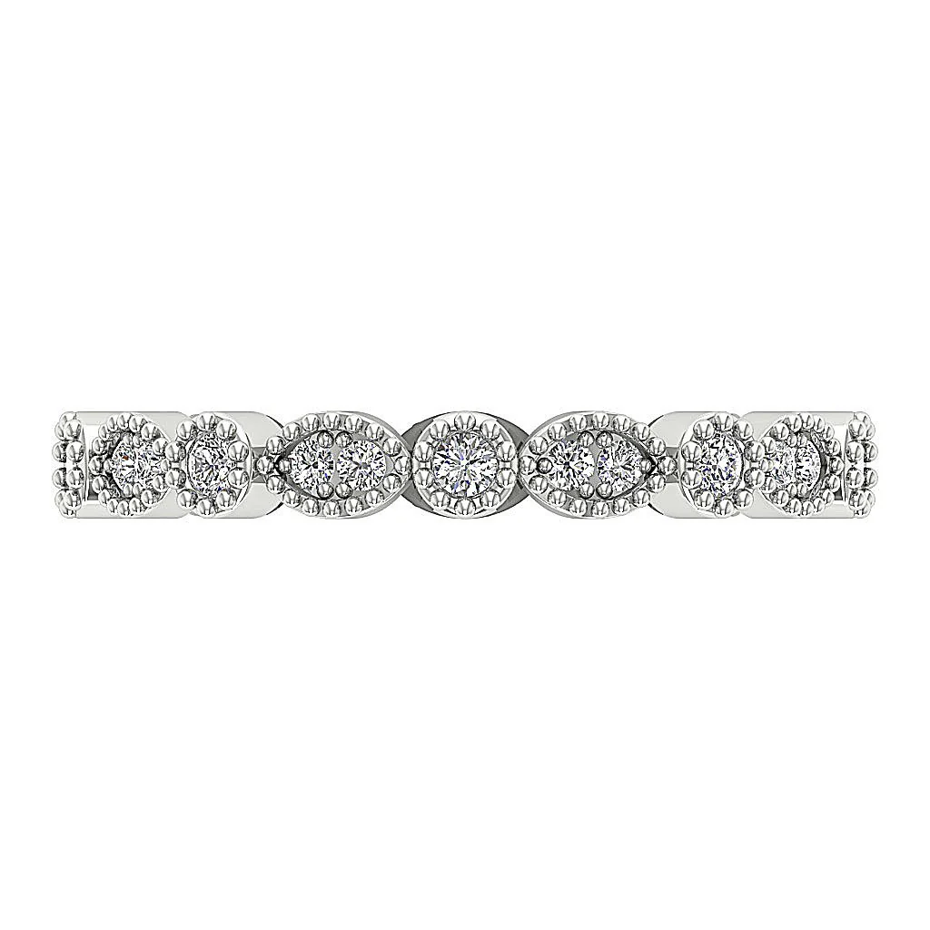 The Onyx Genuine Diamond 14K Solid Gold Milgrain Eternity Anniversary Ring For Her - Image 6