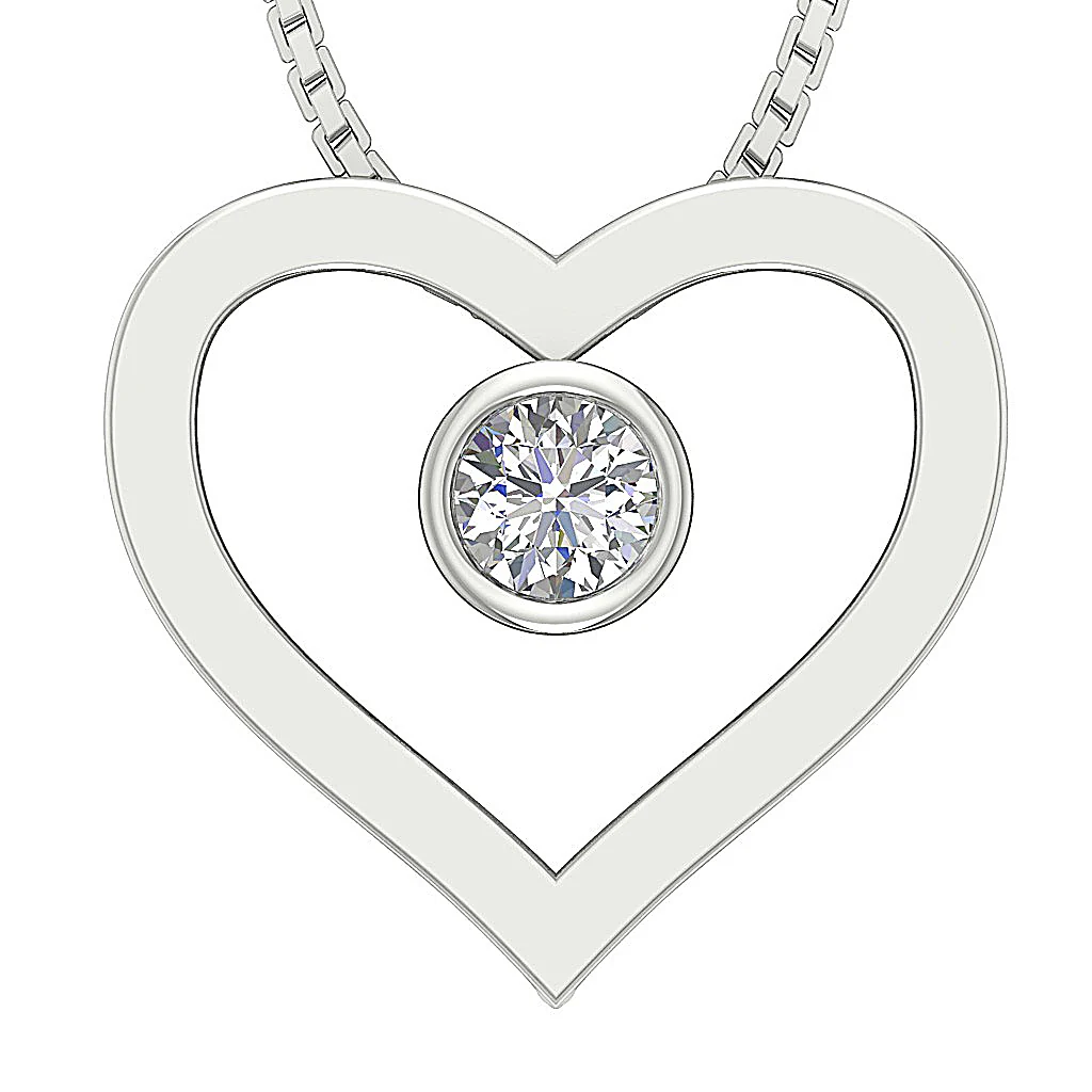 The Orion Bezel Set Round Diamond Unique Heart Pendant White Gold Appraisal