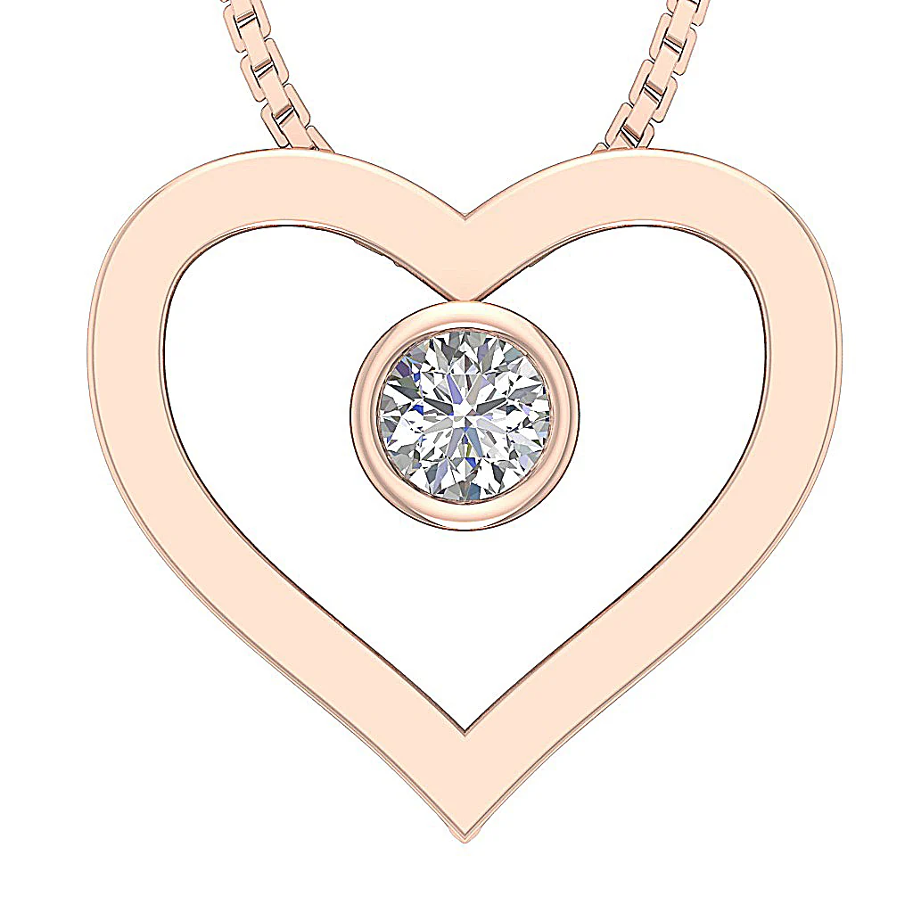 The Orion Bezel Set Round Diamond Unique Heart Pendant White Gold Appraisal - Image 3