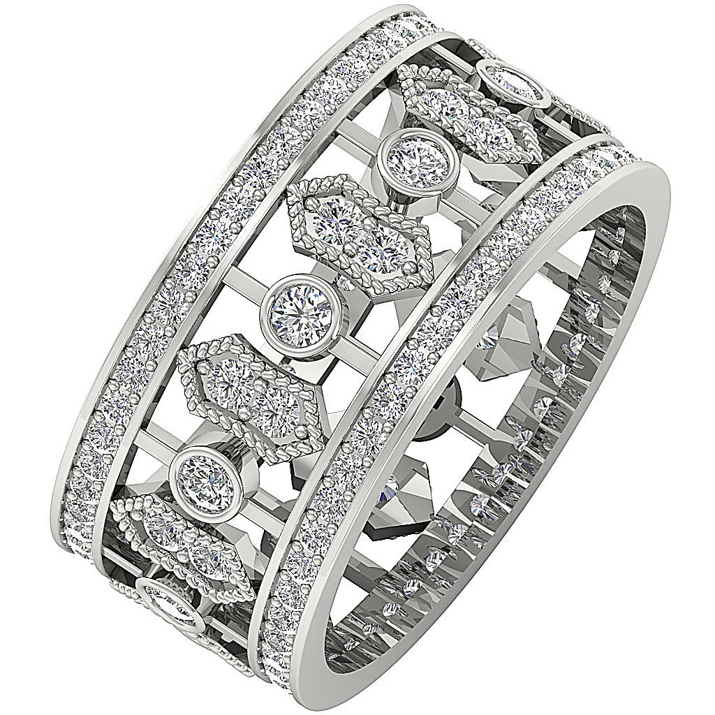 The Orion Perfect Designer Eternity Natural Diamond Ring 14K Solid Gold Band 10.20 mm - Image 2