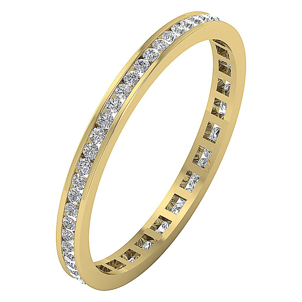 The Orlando 14K Solid Gold Genuine Diamond Eternity Anniversary Ring 2.30 mm - Image 3