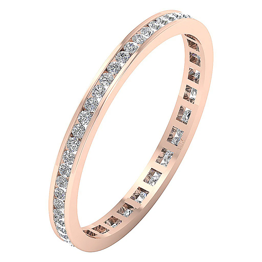 The Orlando 14K Solid Gold Genuine Diamond Eternity Anniversary Ring 2.30 mm - Image 4
