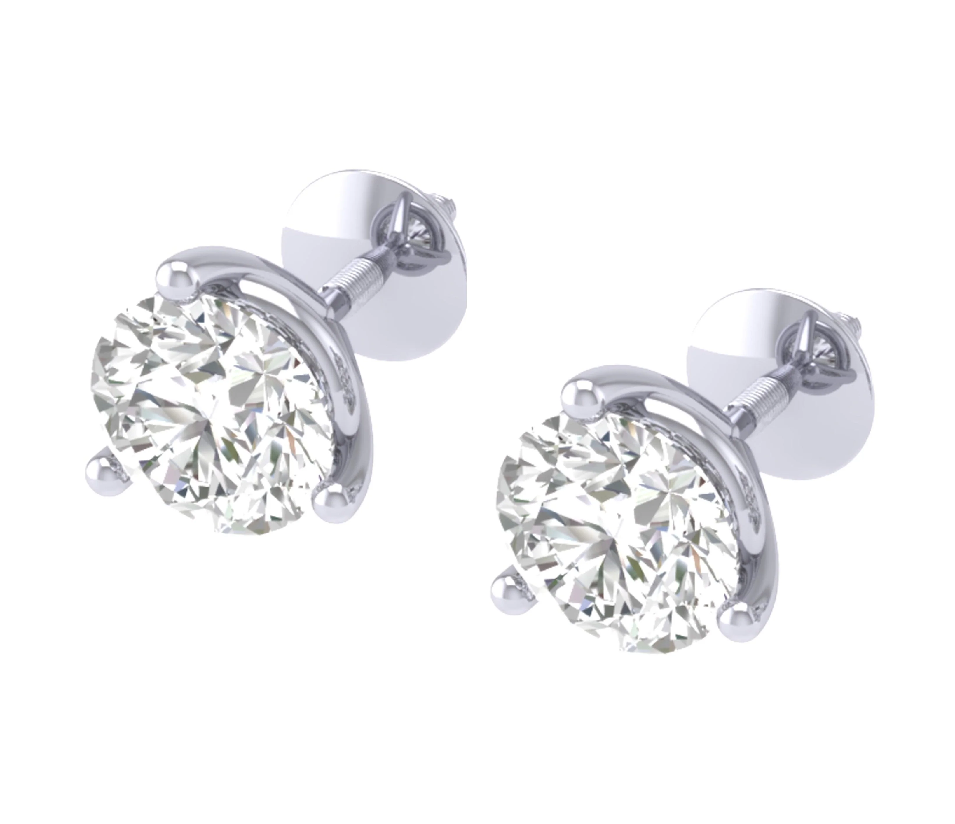 The Oscar 0.40 Carat Round Cut Natural Solitaire Diamond Stud Earring 14K Gold - Image 5