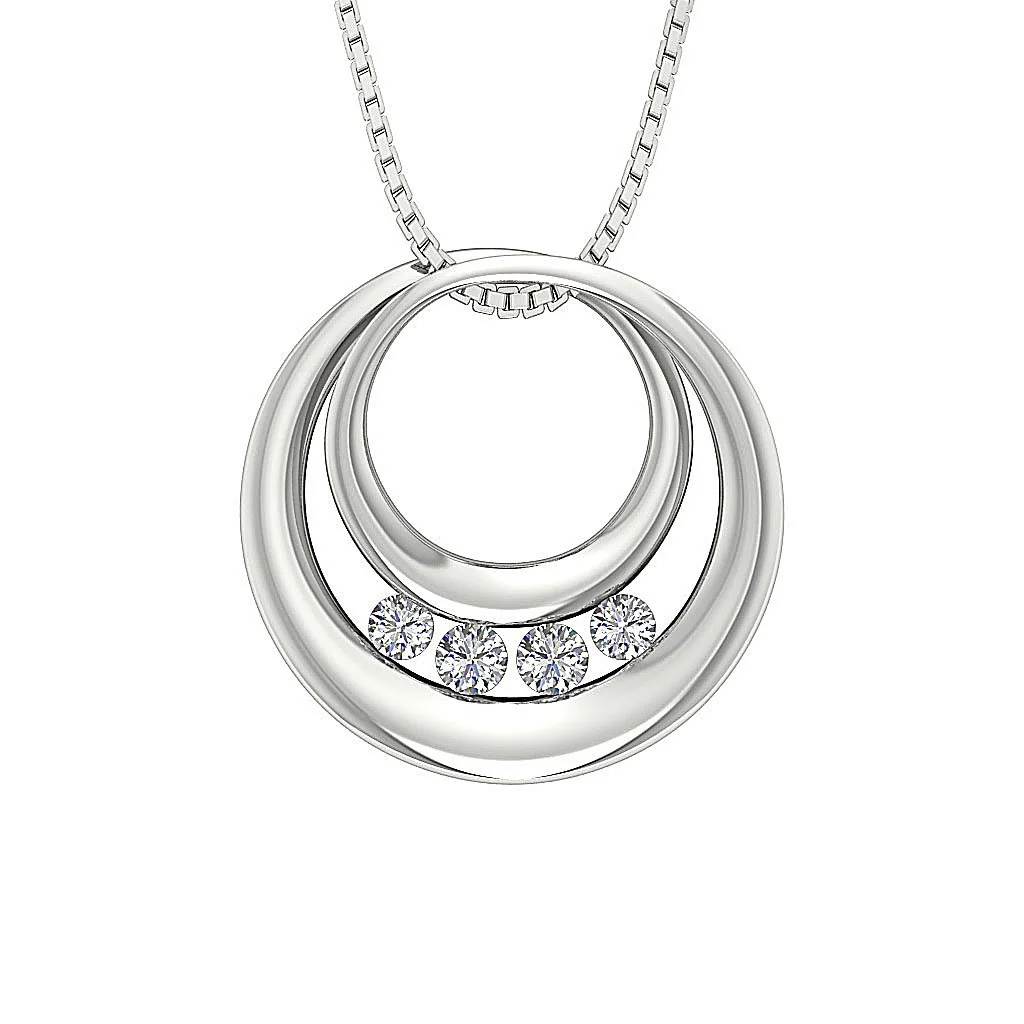 The Oscar Beautiful Round Diamond Channel Set Circle Pendant 14K Solid Gold - Image 3