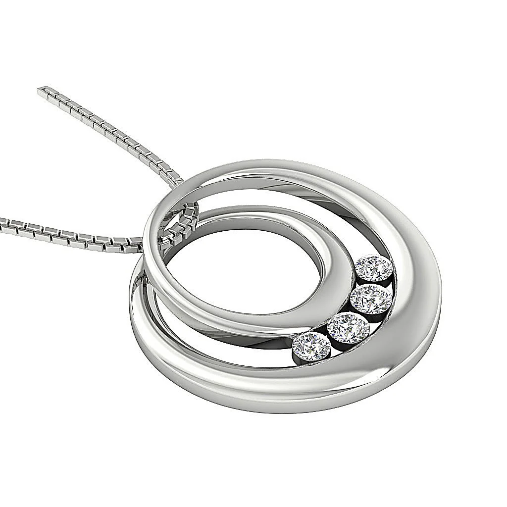 The Oscar Beautiful Round Diamond Channel Set Circle Pendant 14K Solid Gold - Image 4