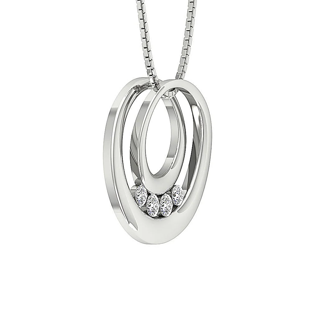The Oscar Beautiful Round Diamond Channel Set Circle Pendant 14K Solid Gold - Image 5