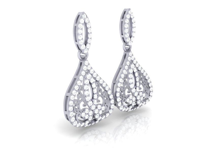 The Owen Screw Back Prong Set Round Diamond Yellow Gold Designer Dangle Earring - Image 5