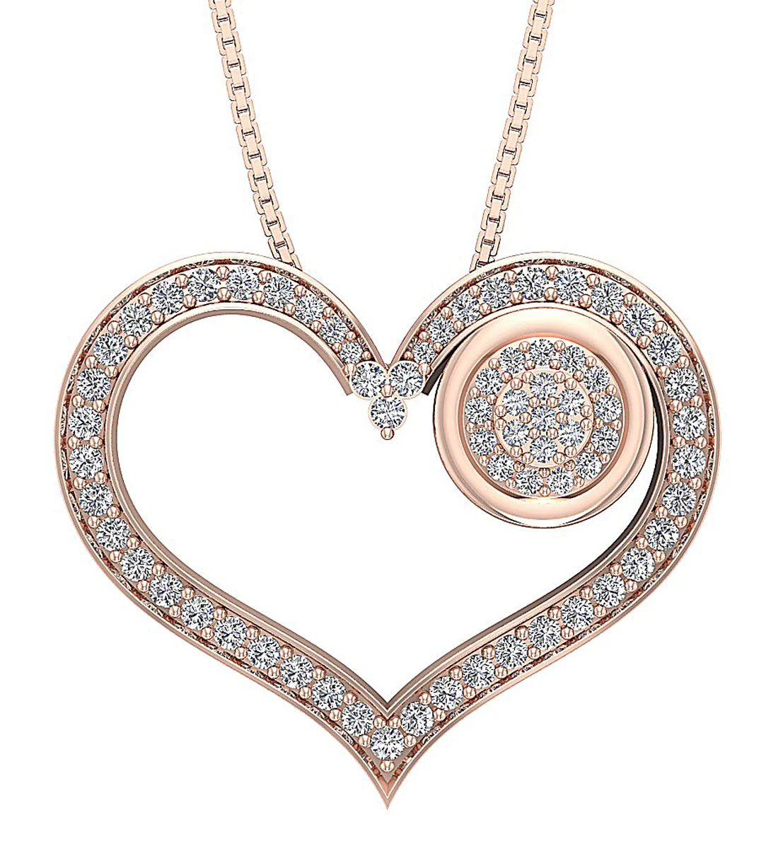 The Paige Beautiful Natural Round Diamond 14K Yellow Gold Heart Pendant For Her - Image 3