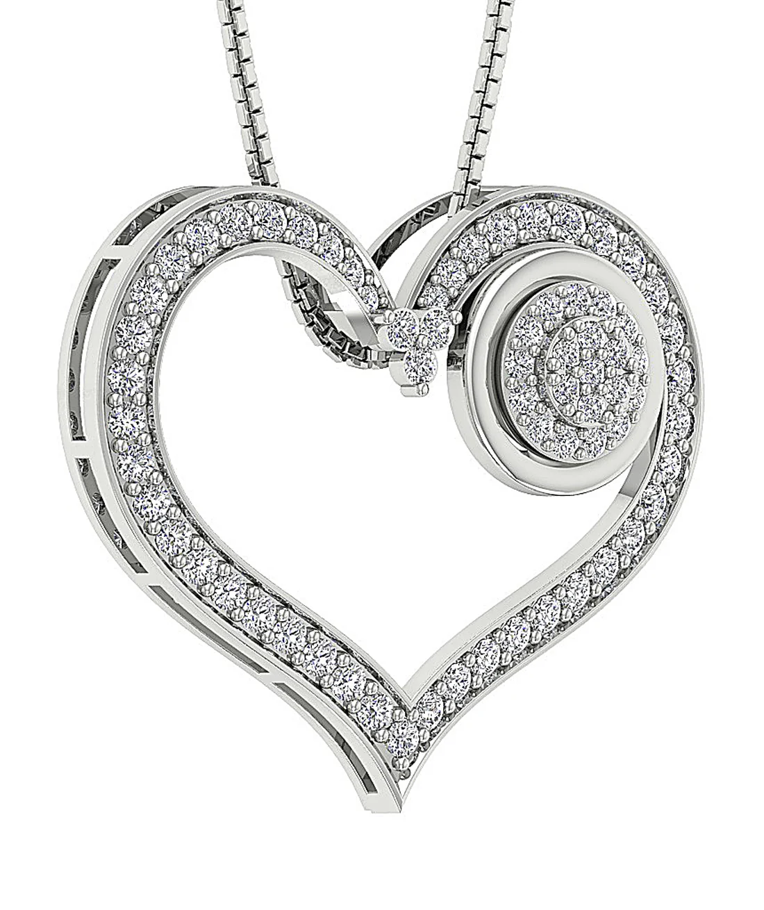 The Paige Beautiful Natural Round Diamond 14K Yellow Gold Heart Pendant For Her - Image 4