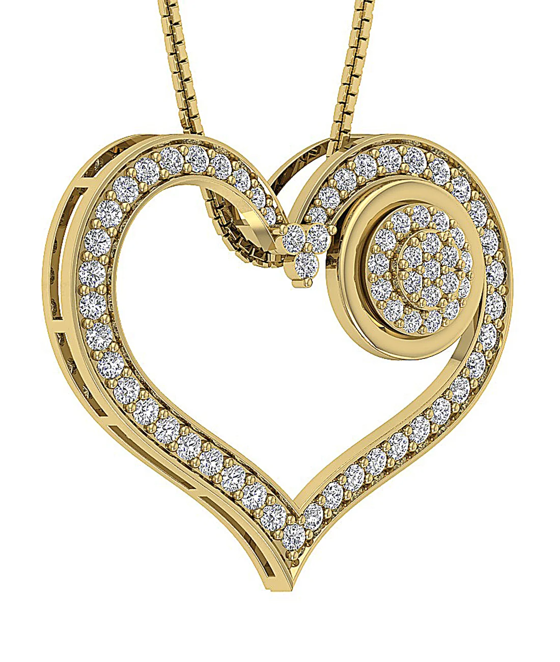 The Paige Beautiful Natural Round Diamond 14K Yellow Gold Heart Pendant For Her - Image 5