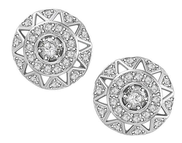 The Palmer Beautiful Circle Halo Natural Diamond Solitaire Stud Earring 14K Yellow Gold - Image 3
