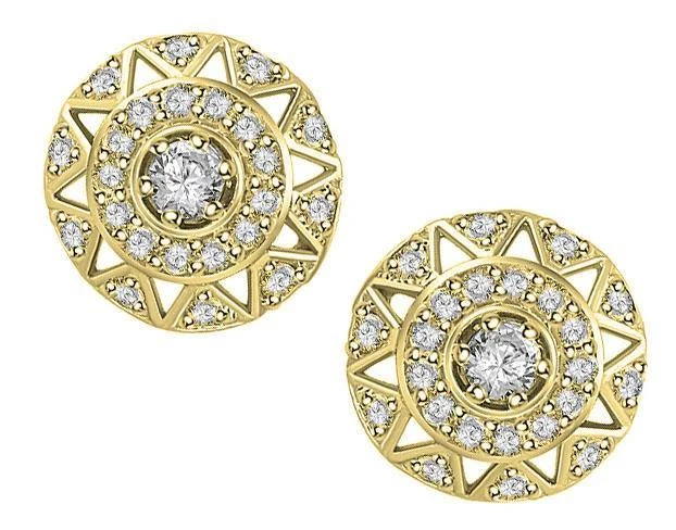 The Palmer Beautiful Circle Halo Natural Diamond Solitaire Stud Earring 14K Yellow Gold - Image 4