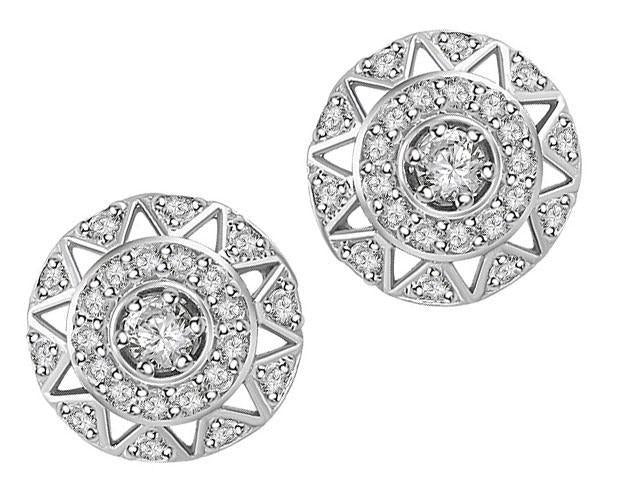 The Palmer Beautiful Circle Halo Natural Diamond Solitaire Stud Earring 14K Yellow Gold - Image 5