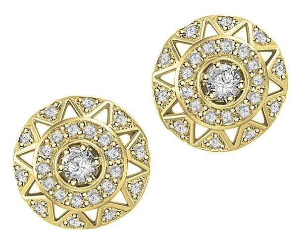 The Palmer Beautiful Circle Halo Natural Diamond Solitaire Stud Earring 14K Yellow Gold - Image 6