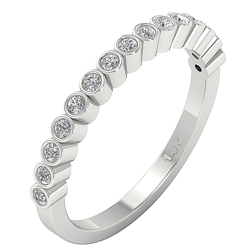 The Paloma 14K Solid Gold Genuine Diamond Anniversary Ring Bezel Set - Image 2