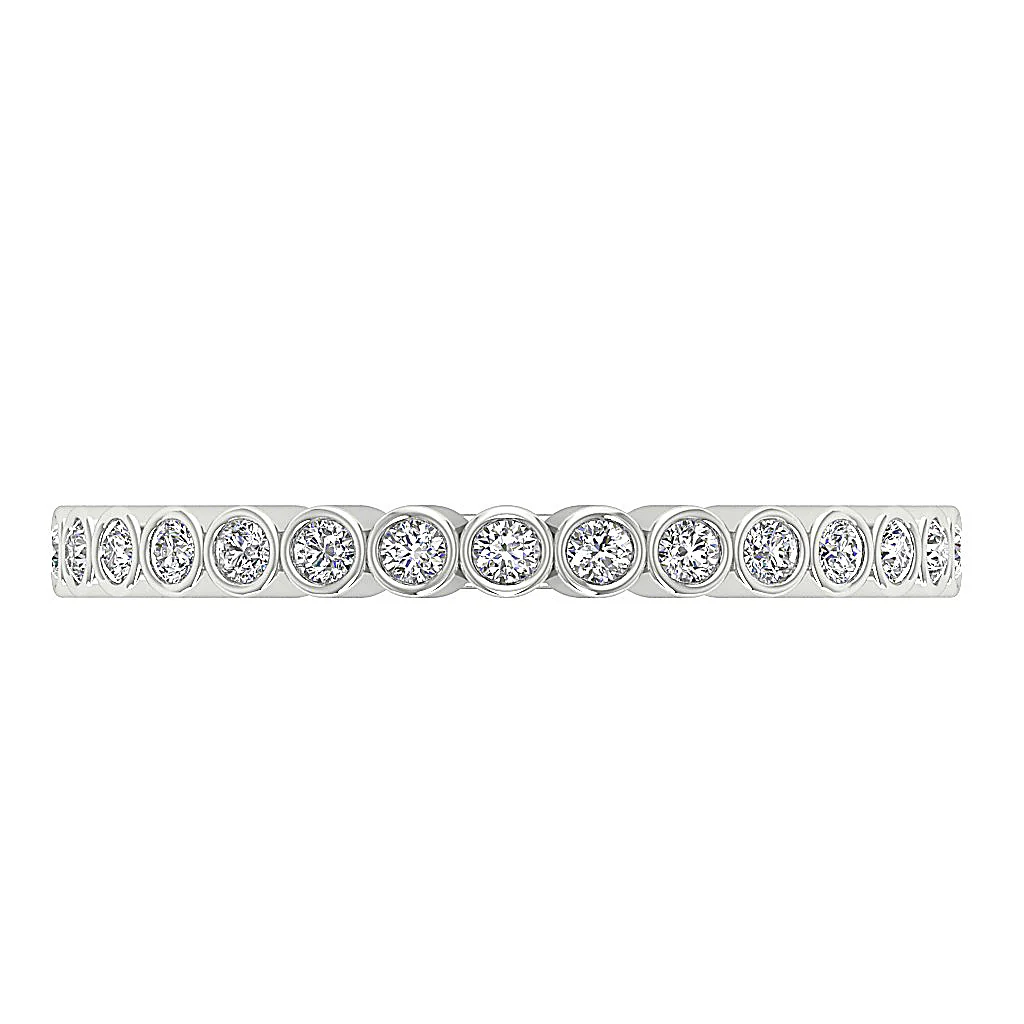 The Paloma 14K Solid Gold Genuine Diamond Anniversary Ring Bezel Set - Image 3