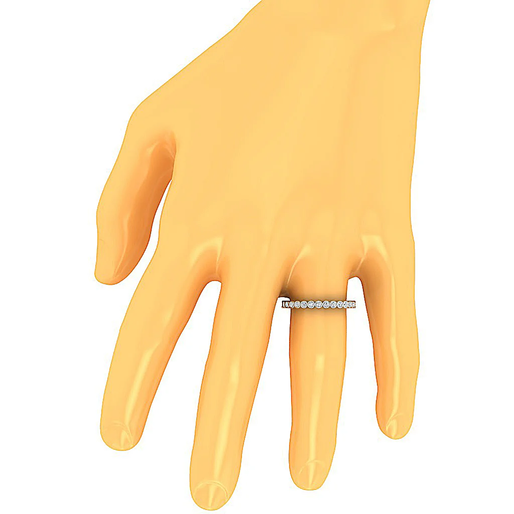 The Paloma 14K Solid Gold Genuine Diamond Anniversary Ring Bezel Set - Image 5