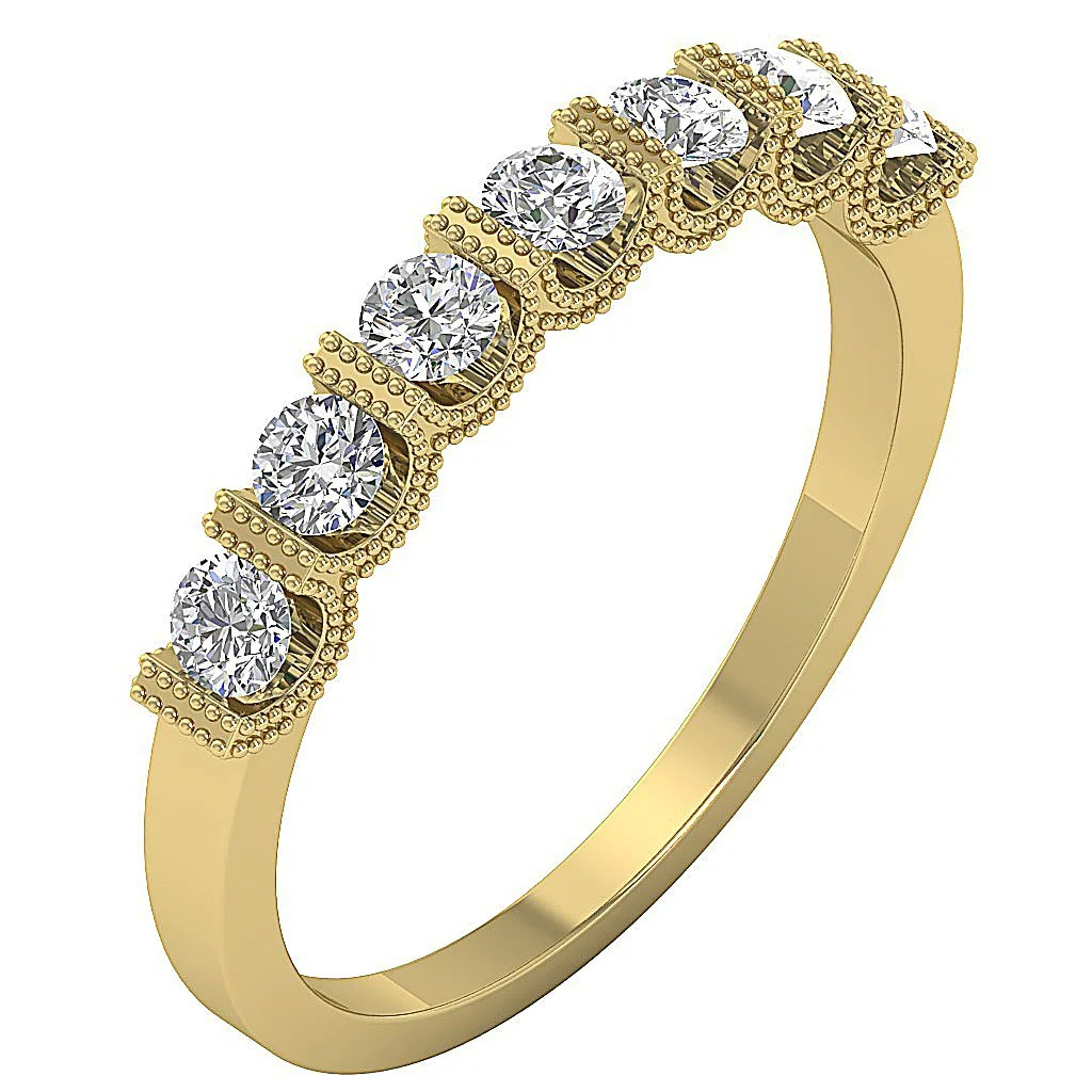 The Paola 14K Yellow Gold 7 Stone Engagement Ring Genuine Diamond 3.35 mm