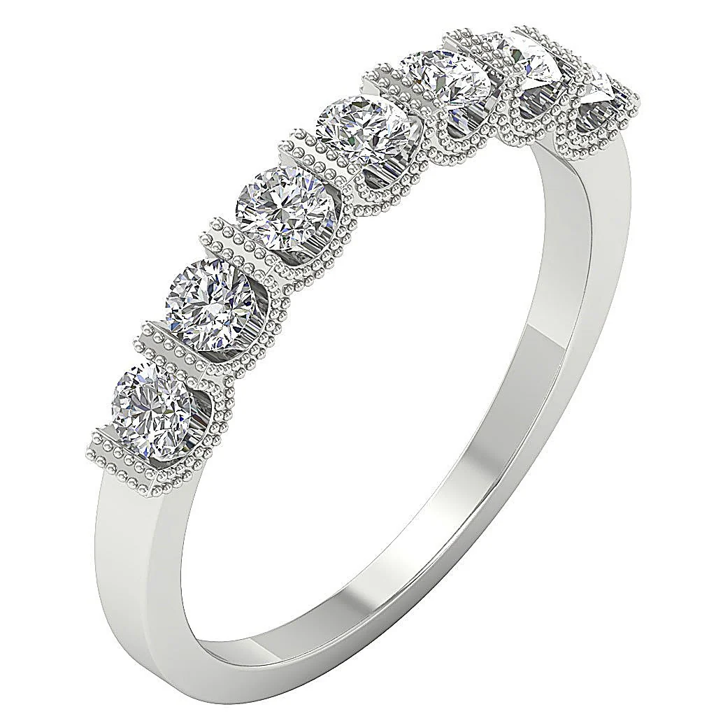 The Paola 14K Yellow Gold 7 Stone Engagement Ring Genuine Diamond 3.35 mm - Image 2