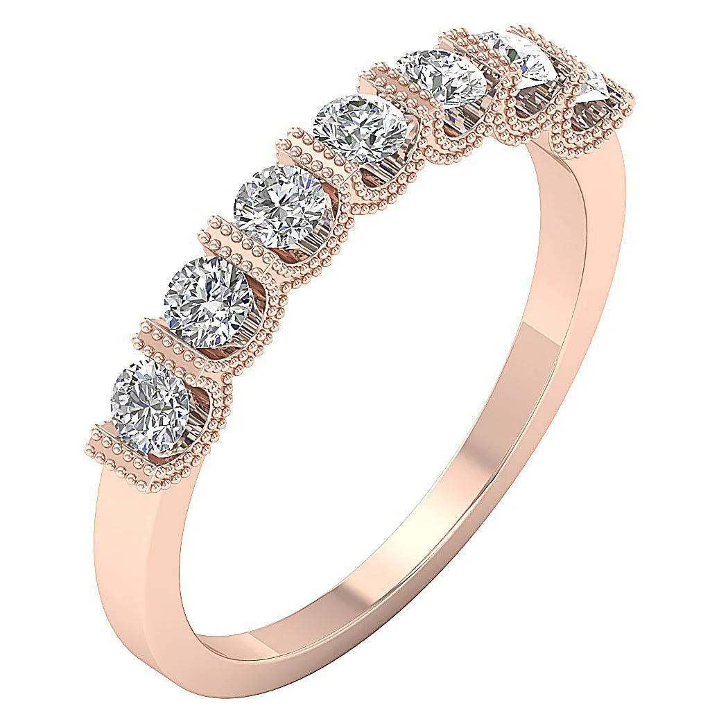 The Paola 14K Yellow Gold 7 Stone Engagement Ring Genuine Diamond 3.35 mm - Image 3