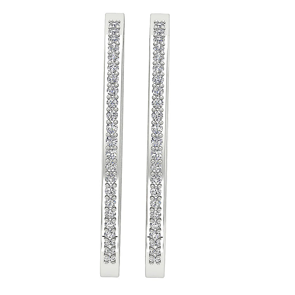 The Parker Natural Diamond In Outside Hoops Earring 1.20 Inch 14K Solid White Gold - Image 4