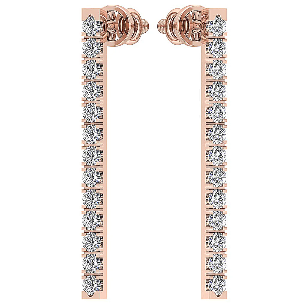 The Patrick Screw Back Chandelier Earring Natural Diamond Prong Set 14K Solid Gold - Image 3