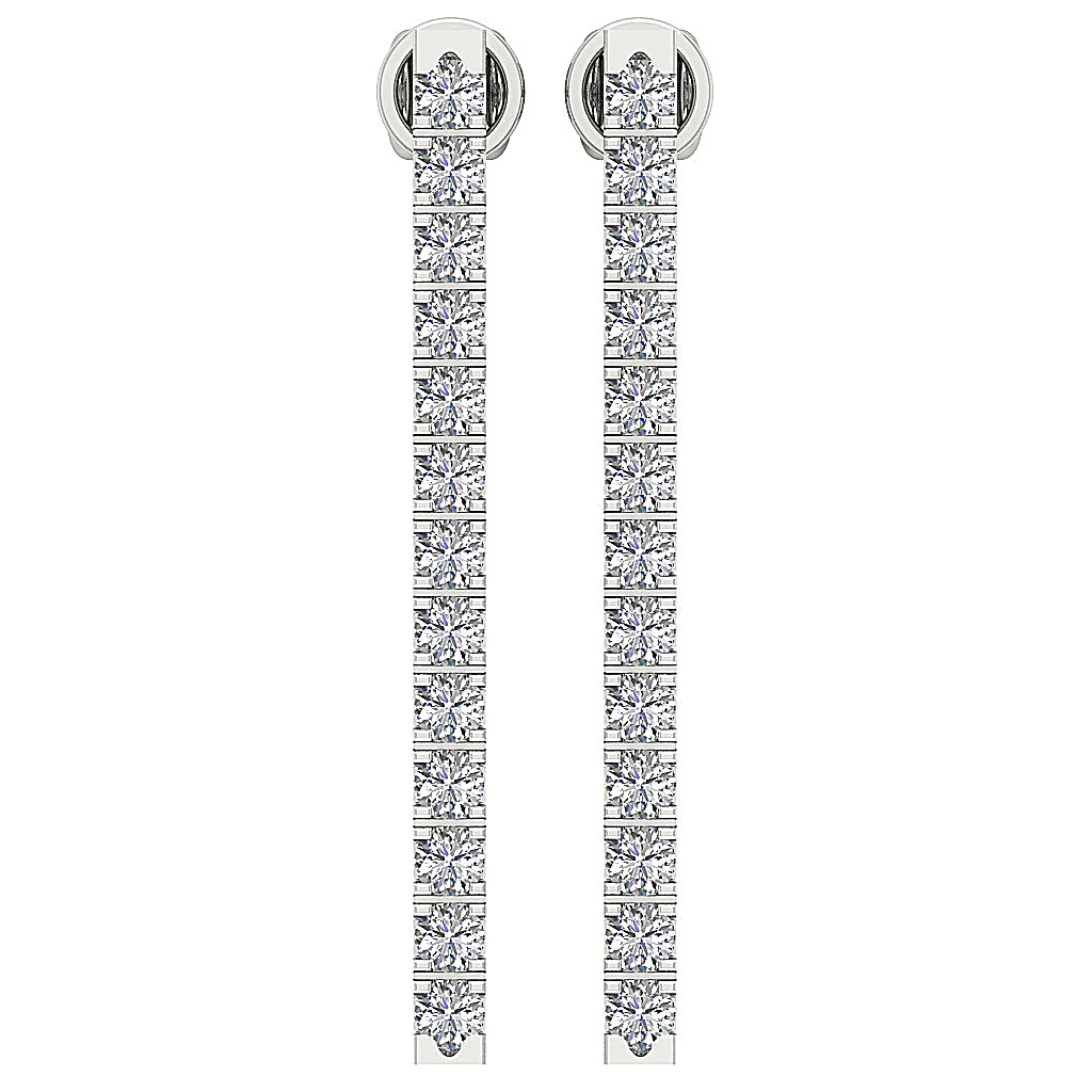 The Patrick Screw Back Chandelier Earring Natural Diamond Prong Set 14K Solid Gold - Image 4
