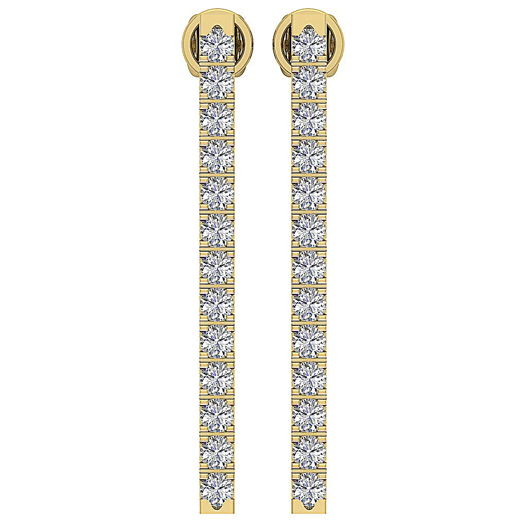 The Patrick Screw Back Chandelier Earring Natural Diamond Prong Set 14K Solid Gold - Image 5