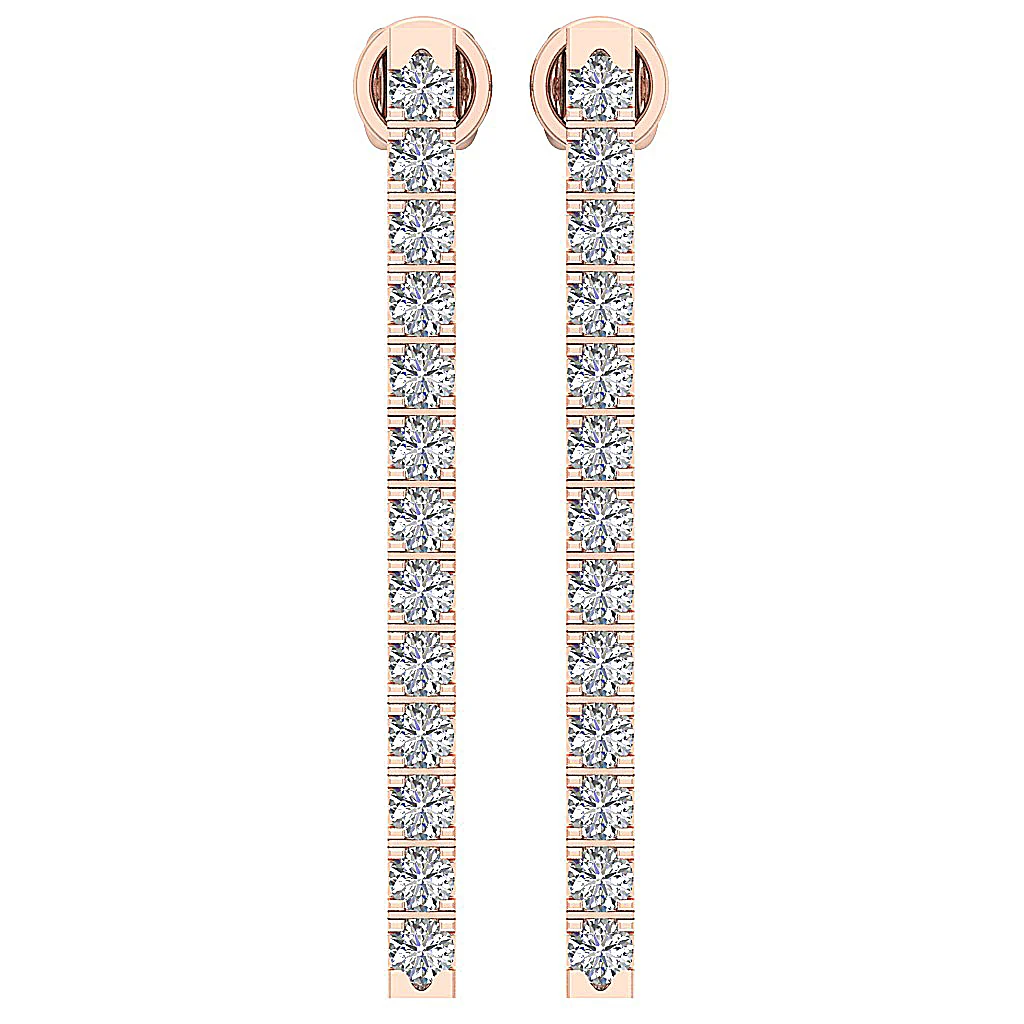 The Patrick Screw Back Chandelier Earring Natural Diamond Prong Set 14K Solid Gold - Image 6