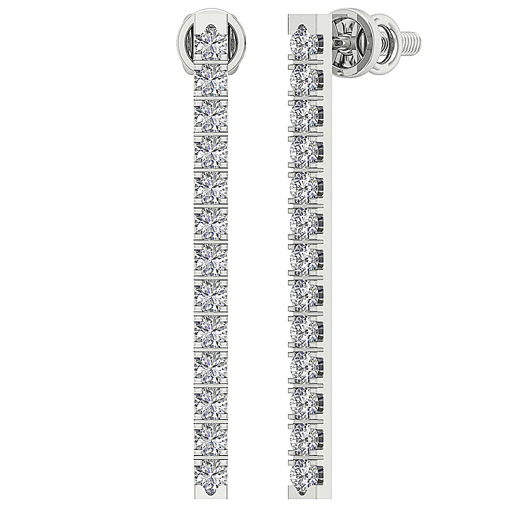 The Patrick Screw Back Chandelier Earring Natural Diamond Prong Set 14K Solid Gold - Image 7