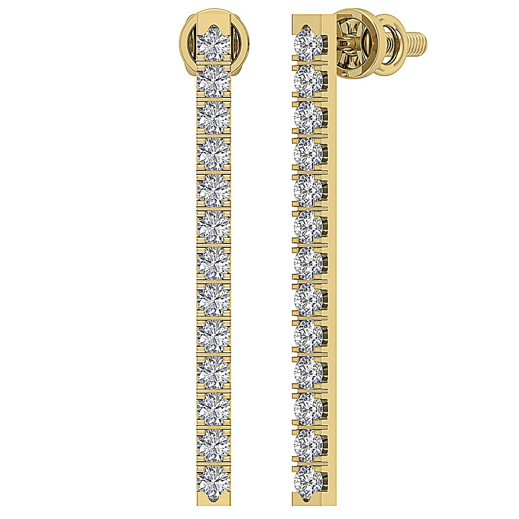 The Patrick Screw Back Chandelier Earring Natural Diamond Prong Set 14K Solid Gold - Image 8