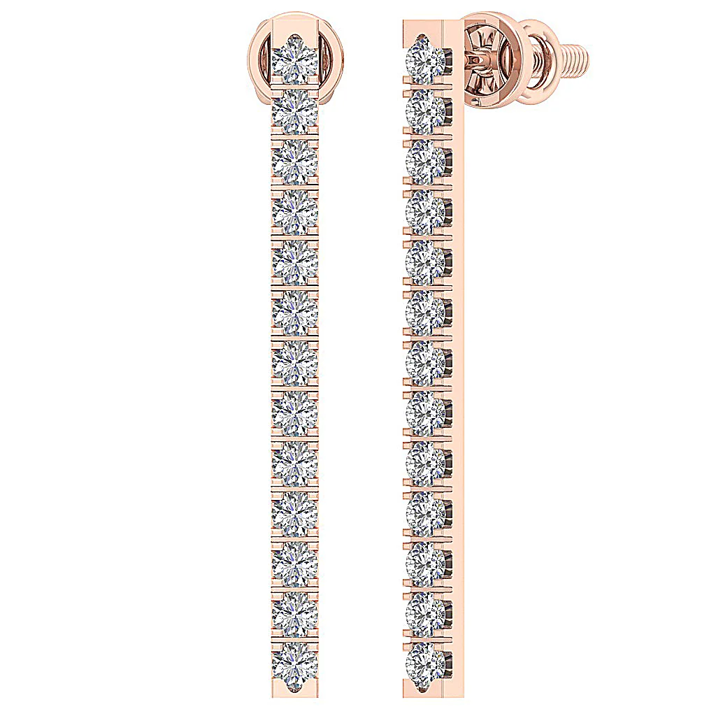 The Patrick Screw Back Chandelier Earring Natural Diamond Prong Set 14K Solid Gold - Image 9