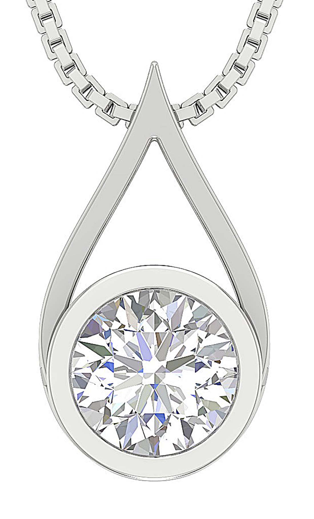 Bezel Set Round Diamond I1/SI1 G 0.50Ct Solitaire Pendant Necklace 14K White Yellow Rose Gold - Image 3
